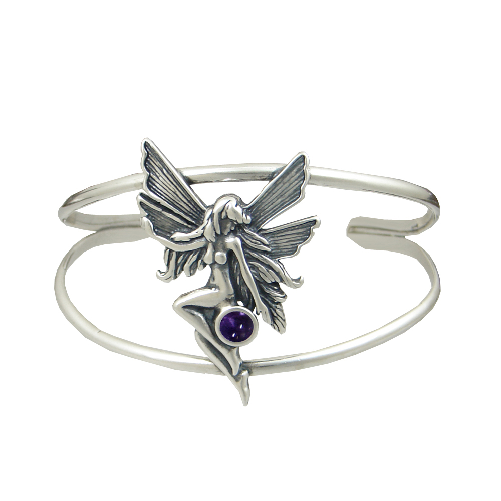 Sterling Silver Fairy Cuff Bracelet With Iolite